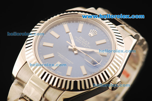 Rolex Datejust II Rolex 3135 Automatic Movement Full Steel with Blue Dial and White Stick Markers - Click Image to Close